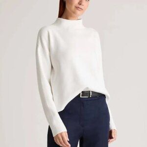 Quince Eco-Knit Milano Stitch Mock Neck Pullover Sweater Size Medium Ivory White